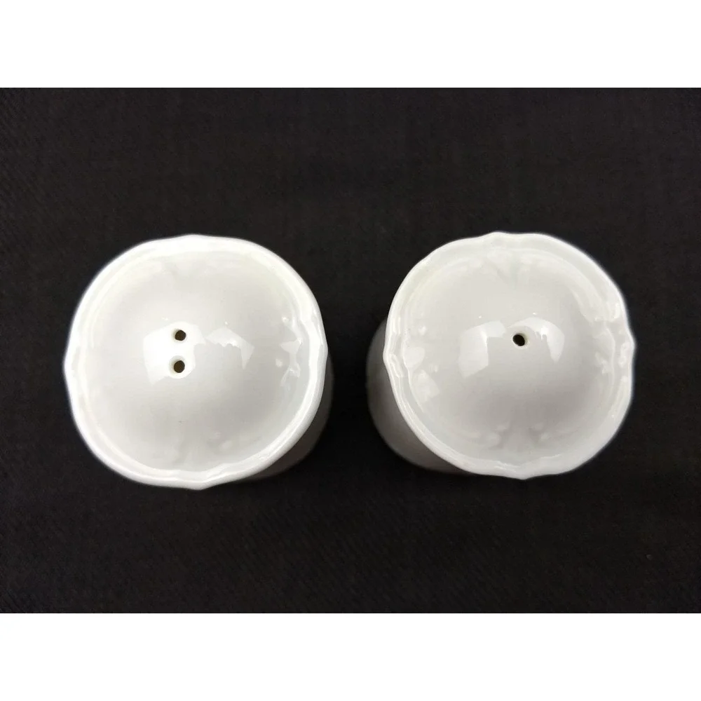 Tirschenreuth Baronesse White Salt & Pepper Shakers w/ Stoppers Embossed Germany